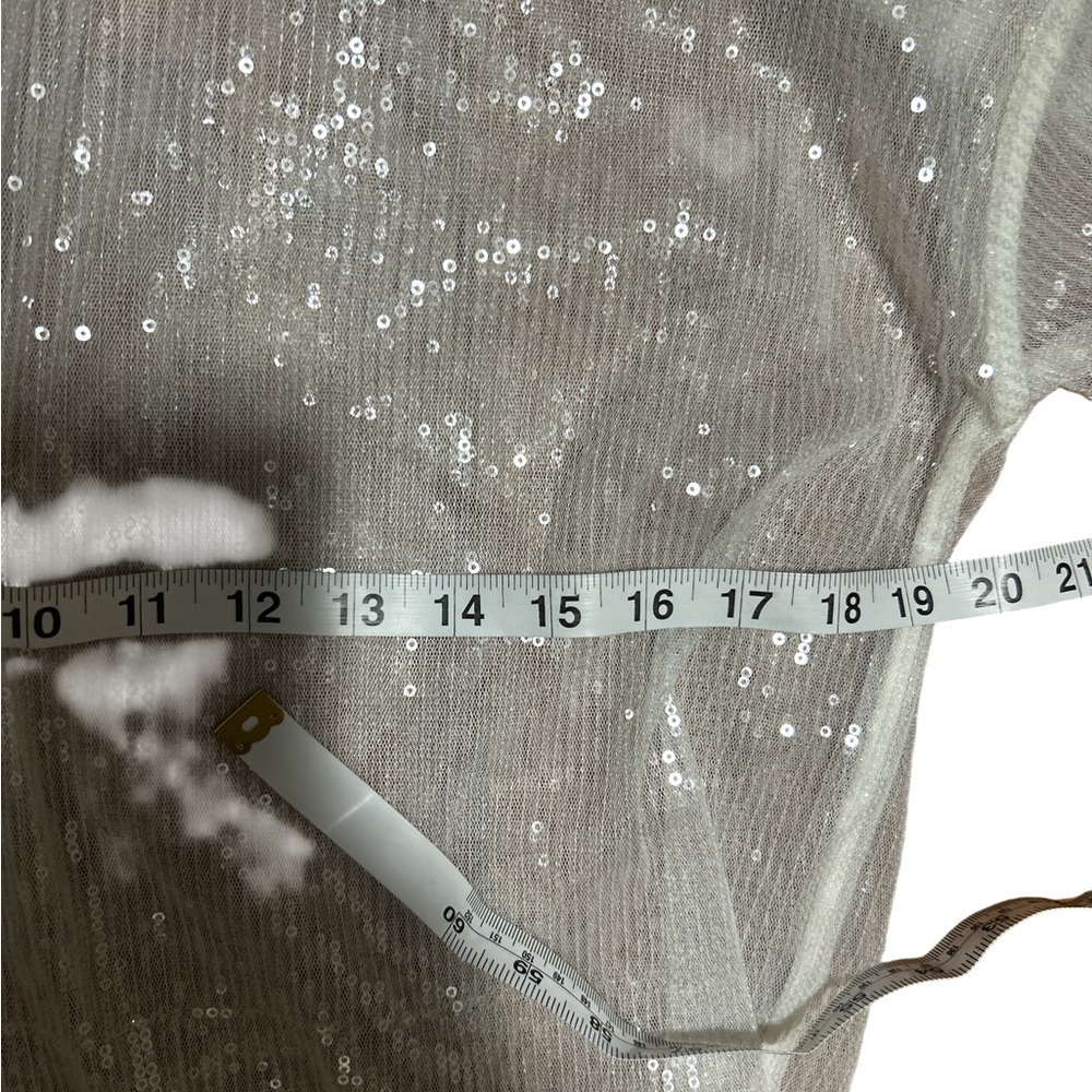 Revolve | Superdown Sheer Sequin Mesh Mini Dress XS White Beach Coverup - Picture 6 of 7